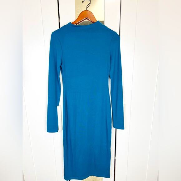 Taylor Jay NWT Traci Dress High Neck Line Bodycon Dress in Teal Blue Size Medium - Picture 5 of 7